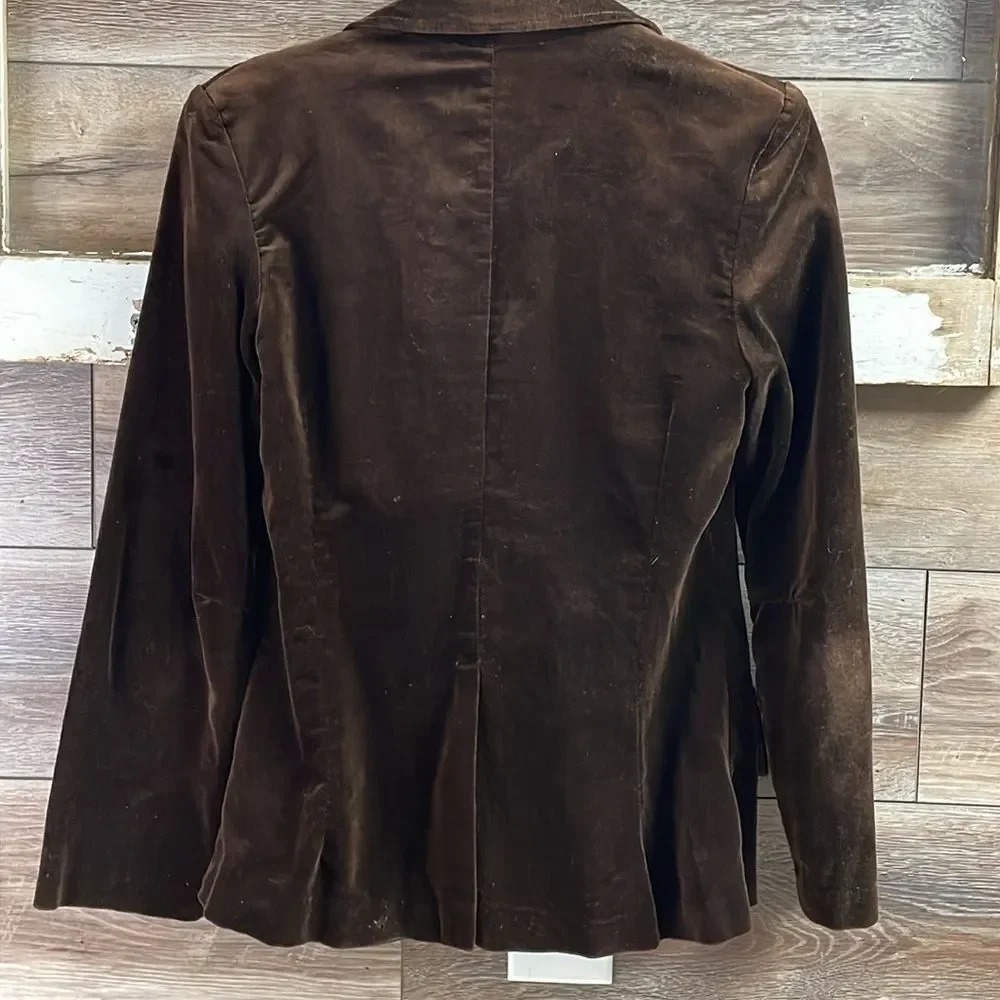 Vintage Union Made Velour Blazer Jacket Brown Size 9 Retro Tailored Classic